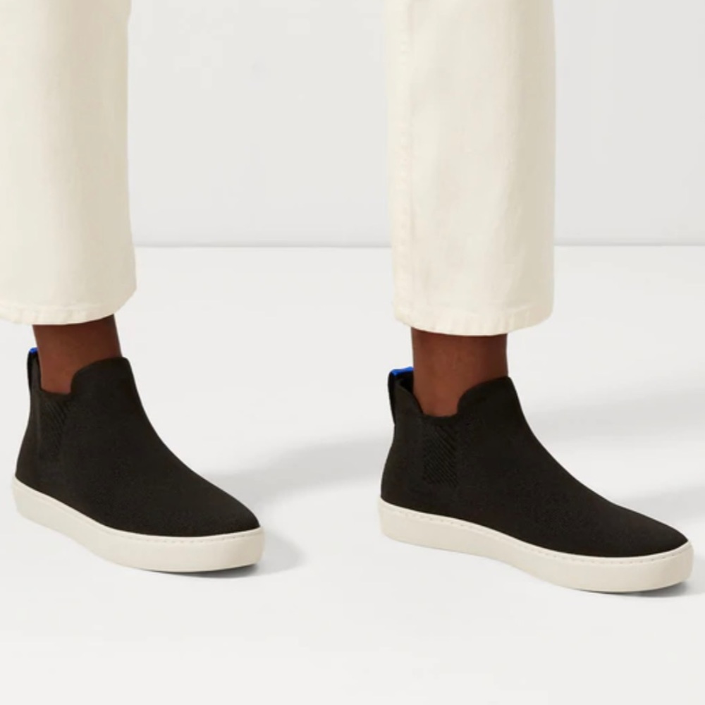 Rothy’s The Chelsea Black Slip On High Top Sneakers 8.5